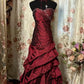 Rotes, glänzendes, elegantes, langes Ballkleid-Abendkleid aus Satin im Retro-Stil, gh3101