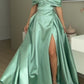 girlhomeshops-Green Elegant Long Satin Ball Gown gh5957