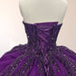 girlhomeshops-Lila schimmerndes, zart perlenbesetztes langes Tüllballkleid/Hochzeitskleid gh6186