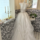 Ivory Strapless Waist-Cinched Full Flared Skirt Elegant Romantic Dress, Wedding Gown gh7650