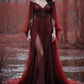 girlhomeshops-Long Sleeves Long Tulle Floor-Length Train Retro Elegant Ball Gown Evening Dress gh5943