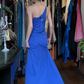 Royal Blue One Shoulder Long Formal Gown Chiffon Hand Beaded Evening Dress gh9646