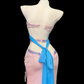 Pink‑Blue Color‑Block Mermaid Evening Gown, Spaghetti Strap V‑Neck, 3D Butterfly Rhinestone Beaded Bodice, Waist Cut‑Out, High‑Slit Ruffled Mermaid Skirt, Formal Pageant Prom Dress gh8900