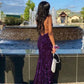 Purple Fashion Sexy Shiny Backless Long Floor Length Train Sequined Ball Gown, Evening Gown, Party Dress gh3927