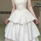 White Strapless Sweetheart Neck Tiered High‑Slit Wedding Gown, Multi‑Layer Ruffle Cake Skirt Formal Prom Dress gh8997