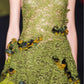 girlhomeshops-Olive Green Lace and Chiffon Paneled Sleeveless Midi Dress gh6311