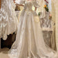 🎻Ivory white gorgeous beaded retro classical oil painting aristocratic girl handmade pearls and embroidery long floor-length satin ball gown evening dress wedding dress gh4543
