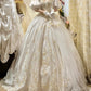 🎻Ivory white gorgeous beaded retro classical oil painting aristocratic girl handmade pearls and embroidery long floor-length satin ball gown evening dress wedding dress gh4543