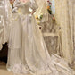 🎻Ivory white gorgeous beaded retro classical oil painting aristocratic girl handmade pearls and embroidery long floor-length satin ball gown evening dress wedding dress gh4543