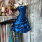 girlhomeshops-Blue Satin Back-To-School Dress, Short Birthday Dress gh6233