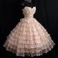 girlhomeshops--Pink Sweet Fashion Unique Off-The-Shoulder Multi-Layered Tulle Short Homecoming Dress 16th Birthday Dress gh5612