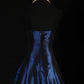 Marineblaues Vintage-Elegantes Ballkleid aus schulterfreiem, langem Satin-Ballkleid, Abendkleid, Partykleid, gh4246