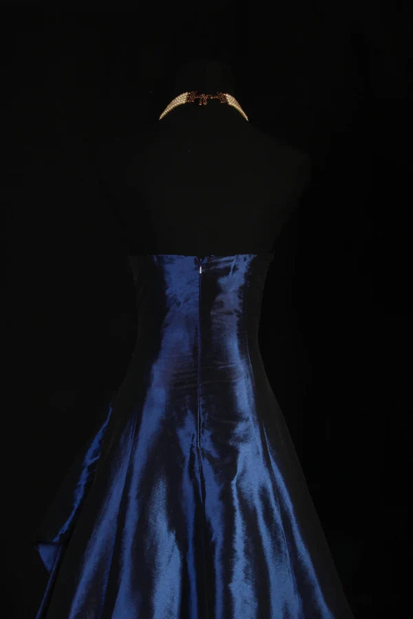 Marineblaues Vintage-Elegantes Ballkleid aus schulterfreiem, langem Satin-Ballkleid, Abendkleid, Partykleid, gh4246