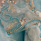 Blue gorgeous beaded long tulle organza ball gown evening dress gh4431