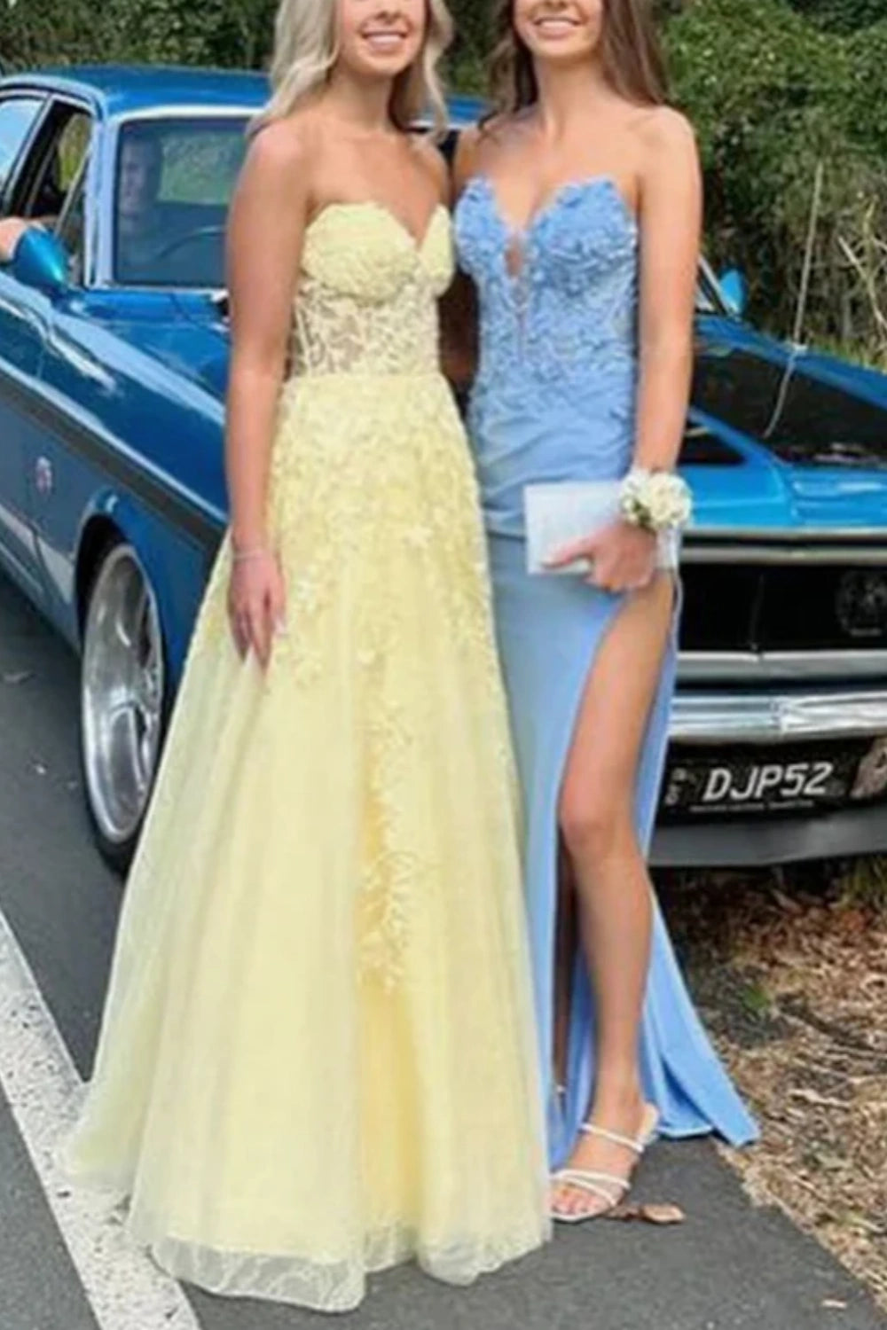 Robe longue en tulle jaune, robe de soirée gh6541
