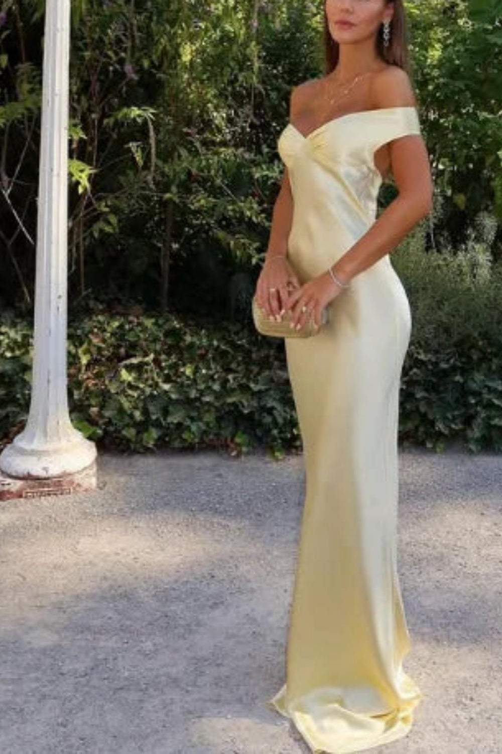 girlhomeshops--Wedding Guest Dress Yellow Stylish Simple Long Satin Prom Dress gh5630