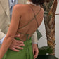 Green Simple Elegant Backless Lace Up Long Satin Prom Dress Evening Dress Party Dress Wedding Guest Dress gh3587