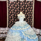 Blaues, florales, süßes, elegantes, langes Ballkleid aus Satin-Tüll gh4769