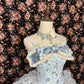Blaues, florales, süßes, elegantes, langes Ballkleid aus Satin-Tüll gh4769