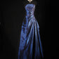 Marineblaues Vintage-Elegantes Ballkleid aus schulterfreiem, langem Satin-Ballkleid, Abendkleid, Partykleid, gh4246