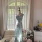 Hellblaues, wunderschönes, funkelndes, modisches, elegantes, exquisites, perlenbesetztes, langes Chiffon-Ballkleid mit Feenmotiv, Abendkleid für Geburtstage/Hochzeitsgäste/Urlaubspartys, Ballkleid, Valentinstags-Date-Kleid, gh4036