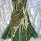 Robe de soirée courte en satin vert olive, élégante, bretelles spaghetti, avec appliques en dentelle, robe de bal, robe de soirée, gh4230