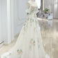 Robe de soirée longue en tulle à manches courtes et à fleurs exquises, robe de bal blanche, robe de soirée, robe de fête gh3524