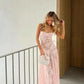 Pink fashion elegant spaghetti strap bodycon long lace prom dress evening gown party dress gh2734