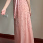 Sweet Element Style Spaghetti Strap Strapless Gown | Pink-Purple Tulle Beaded Maxi Dress for Engagement Luxury Party Bachelorette Gathering gh6433
