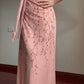 Sweet Element Style Spaghetti Strap Strapless Gown | Pink-Purple Tulle Beaded Maxi Dress for Engagement Luxury Party Bachelorette Gathering gh6433