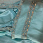 Robe de soirée sirène longue en satin bleu à perles gh4439