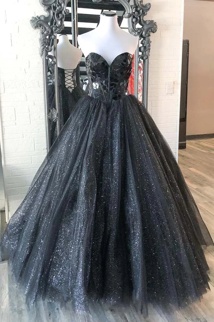 Blue/light pink/pink/black Shiny Sequins BlueTulle Sweetheart Formal Evening Dresses Long Prom Dresses gh2246