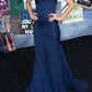 Navy blue simple fashion off-shoulder long chiffon mermaid slim elegant ball gown, evening dress, party dress gh3494