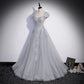 Grey Sweetheart Lace And Tulle A-Line Evening Dress, Light Grey Prom Dress gh54