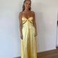 Yellow/Pink Strapless Elegant Simple Long Ball Gown Evening Gown Bridesmaid Dress gh3046