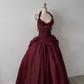 Burgundy vintage long beaded dress gh6643