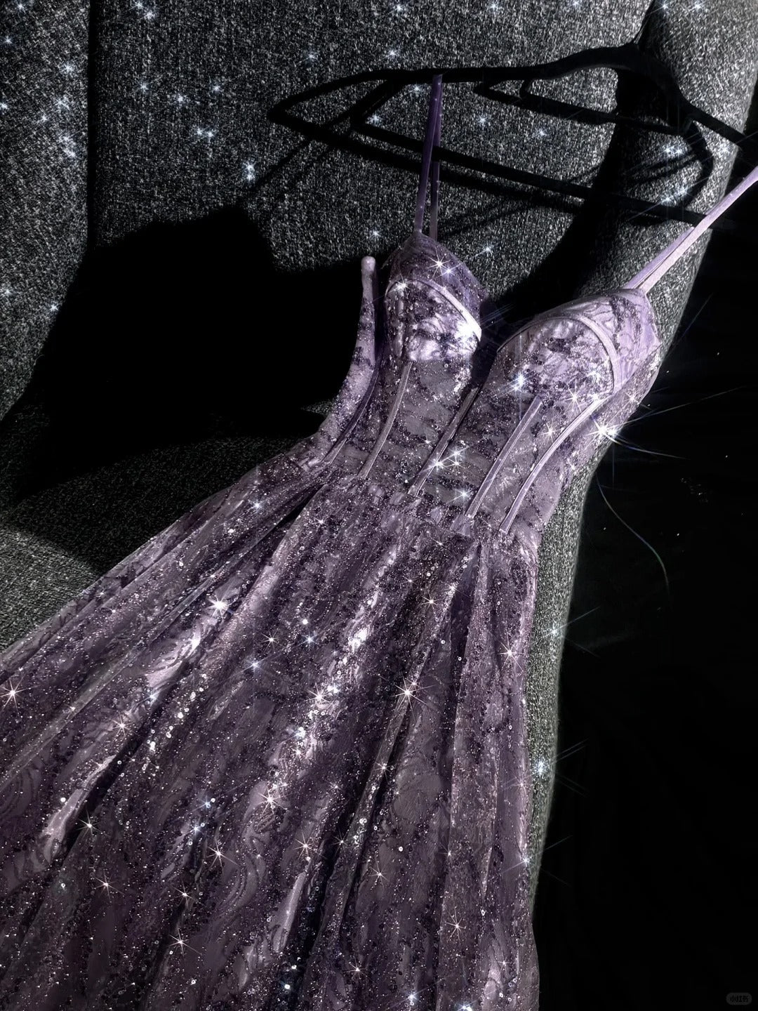 girlhomeshops--Purple gorgeous exquisite beaded long tulle prom dress ball gown romantic and dazzling girl gh5693