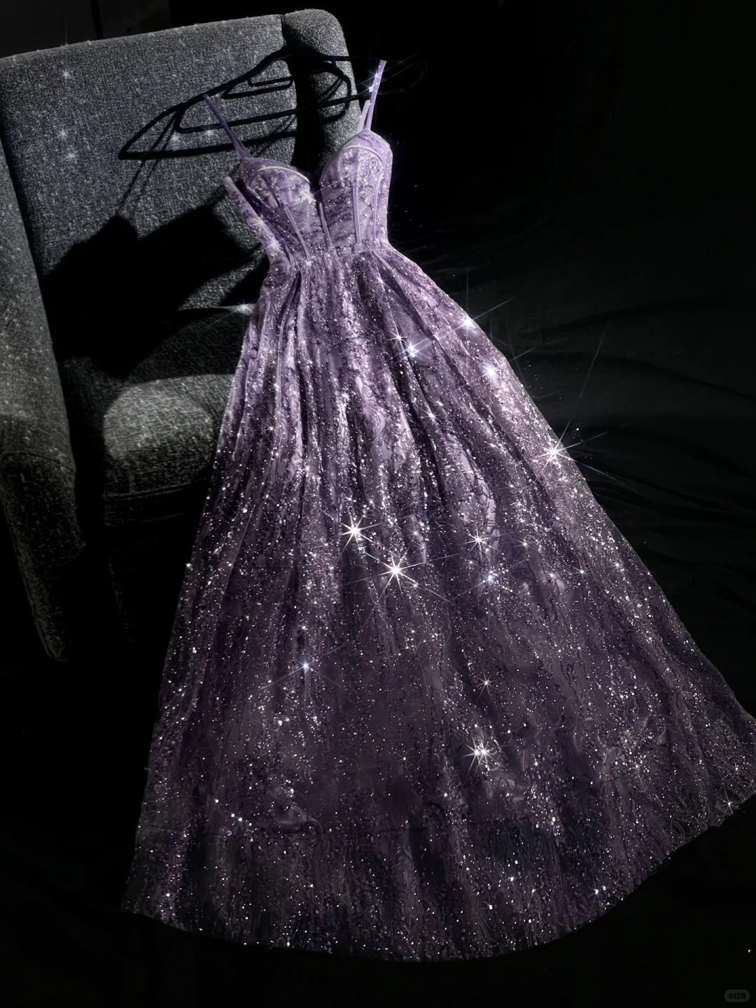 girlhomeshops--Purple gorgeous exquisite beaded long tulle prom dress ball gown romantic and dazzling girl gh5693