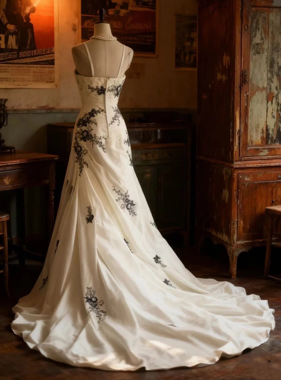 girlhomeshops-Hochzeitskleid, ärmellos, weiß, bestickter Tüll, Schleppe, A-Linien-Kleid, elegantes Retro-Abendkleid, gh5829