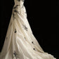 girlhomeshops-Hochzeitskleid, ärmellos, weiß, bestickter Tüll, Schleppe, A-Linien-Kleid, elegantes Retro-Abendkleid, gh5829
