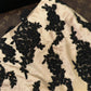 Robe de soirée longue en satin noir champagne avec appliques florales gh4423