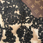 Robe de soirée longue en satin noir champagne avec appliques florales gh4423