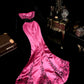 Pink floral long satin ball gown evening party dress gh4422