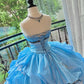 Girlhomeshops-Blau Wunderschöne Elegante Süße Lange Tüll Quinceanera Kleider Ballkleid Abschlussballkleid Prinzessin gh5004