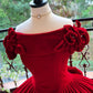 Girlhomeshops - Burgunderrot, elegant, Retro, lang, Samt, Quinceanera-Kleid, Ballkleid, Abschlussballkleid, Prinzessinnenkleid, gh5005