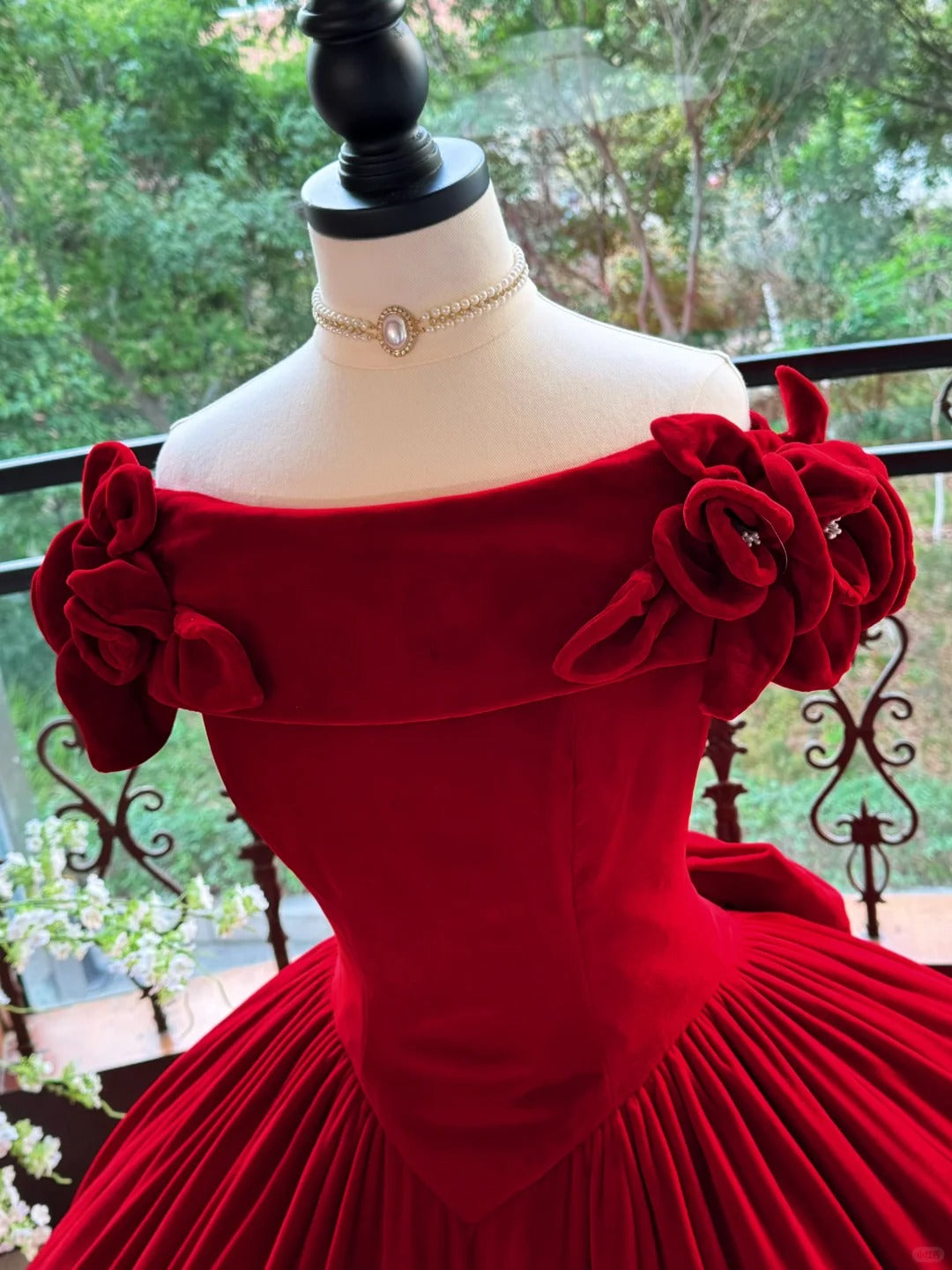 Girlhomeshops - Burgunderrot, elegant, Retro, lang, Samt, Quinceanera-Kleid, Ballkleid, Abschlussballkleid, Prinzessinnenkleid, gh5005