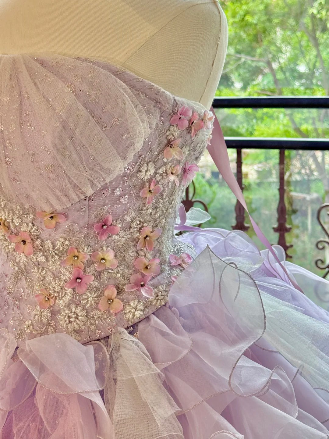 Girlhomeshops - Robe de Quinceanera rose violet, magnifique robe élégante et brillante à paillettes florales, longue en tulle, robe de bal, robe de remise de diplôme gh5001