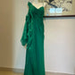 Robe de soirée longue en mousseline de soie à appliques vertes gh4942