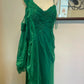 Robe de soirée longue en mousseline de soie à appliques vertes gh4942