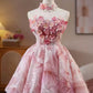 Pink fluffy sweet girl short prom dress homecoming dress party birthday party tube top princess dress gh4605